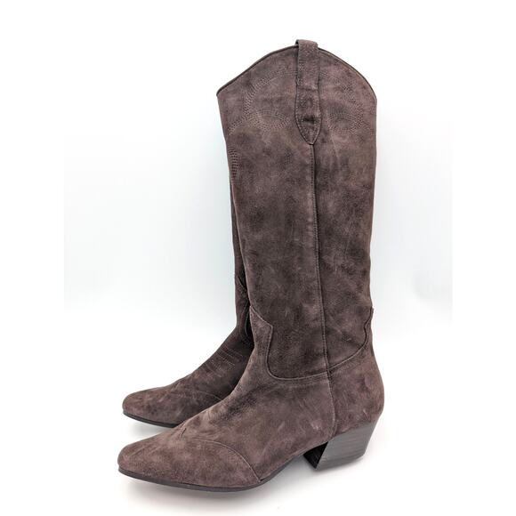 Steve Madden Dollie Western Boots Women's Square Toe Brown Suede Size US8M EU39 - Picture 2 of 10